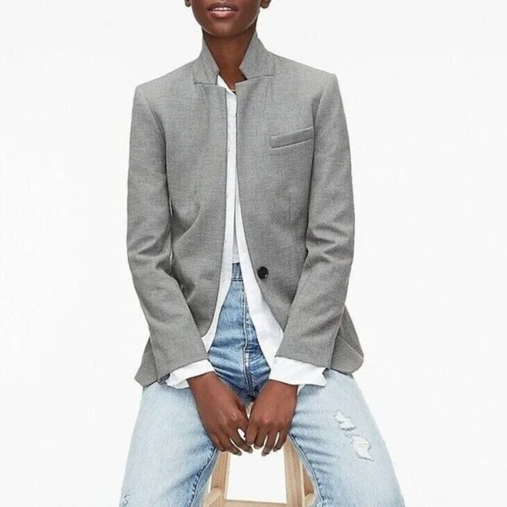 J.Crew Regent Blazer Four Season Stretch Heather Graphite Gray Preppy Academia 6